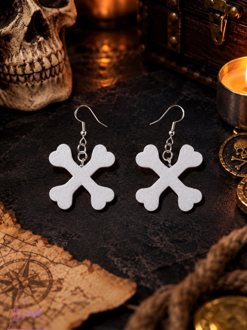 Silver Crossbone Dangle Earrings - Unbranded
